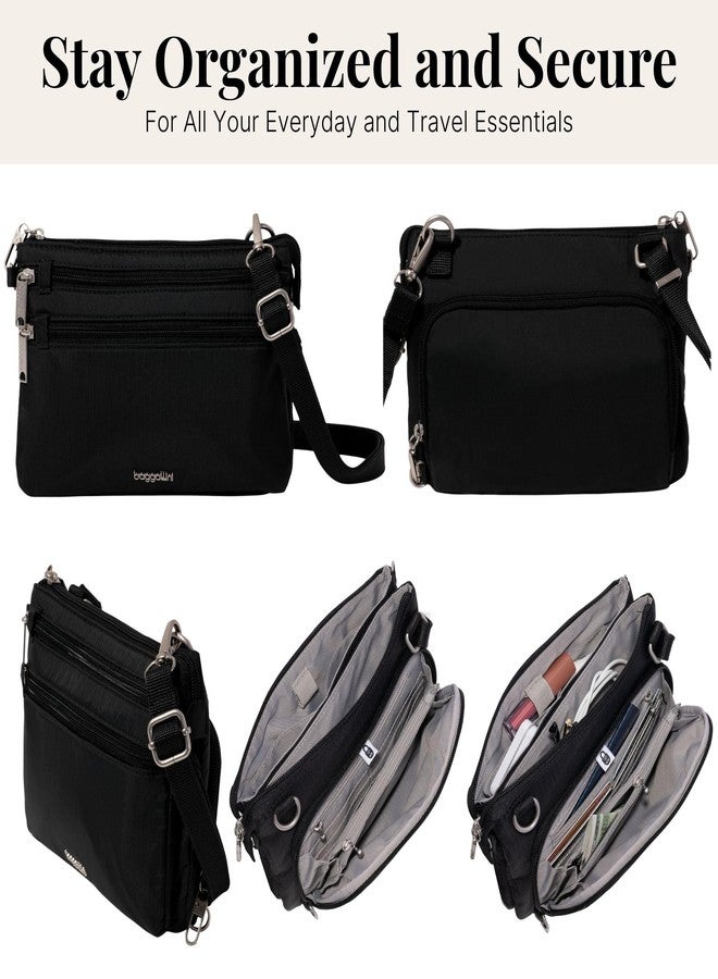 Baggallini Securtex Anti-Theft Stash Crossbody - 9.25"x 6.25" Travel Safe Bag w/Locking Zippers, Slash-Resistant, RFID - Image 5