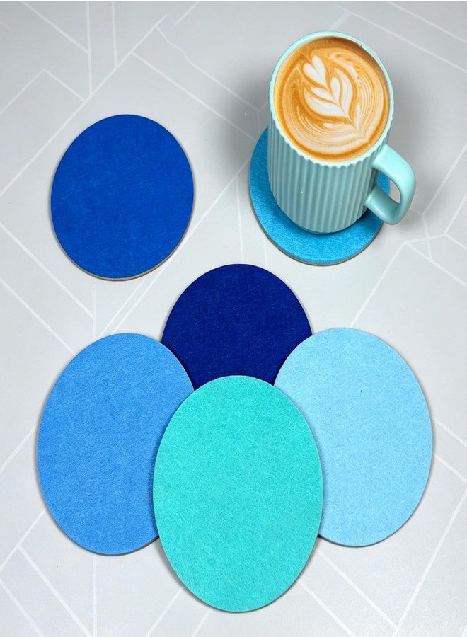 LIBERATECH Ocean Felt Coasters Set of 6, Round Absorbent Drink Coasters, Non-Slip Cork Backing, Removable Holder - Image 4