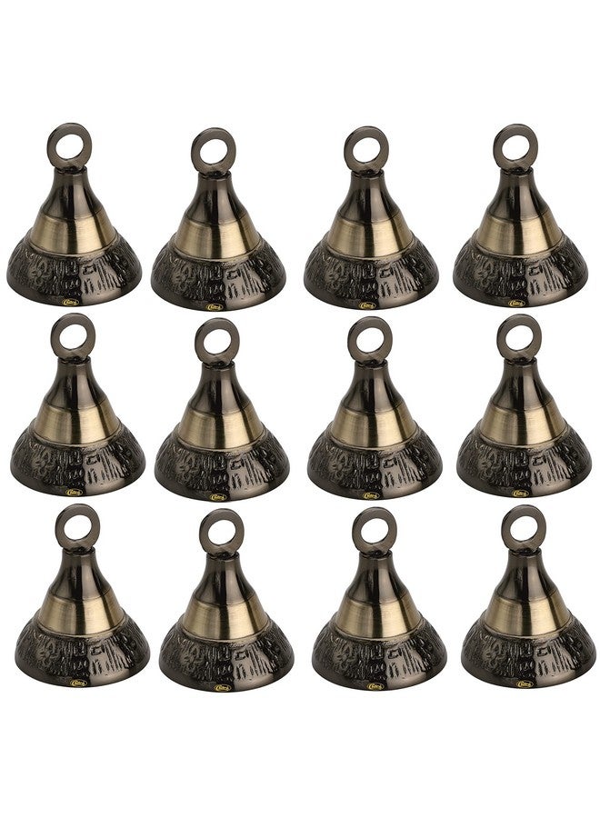 Chitra Brass Decorative Designer Bell for Pooja Rooms Pack of 12 (Antique Marvel 38 mm) - Image 1