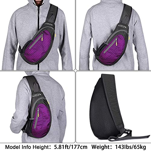 G4Free Sling Bag for Men Women, Small Crossbody Backpack Lightweight Chest Shoulder Bags for Travel, Outdoor and Sports (Purple) - Image 5