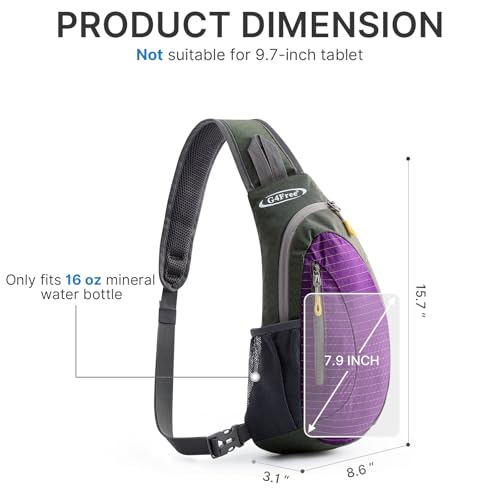G4Free Sling Bag for Men Women, Small Crossbody Backpack Lightweight Chest Shoulder Bags for Travel, Outdoor and Sports (Purple) - Image 3