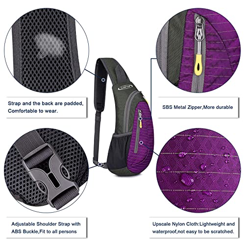 G4Free Sling Bag for Men Women, Small Crossbody Backpack Lightweight Chest Shoulder Bags for Travel, Outdoor and Sports (Purple) - Image 4