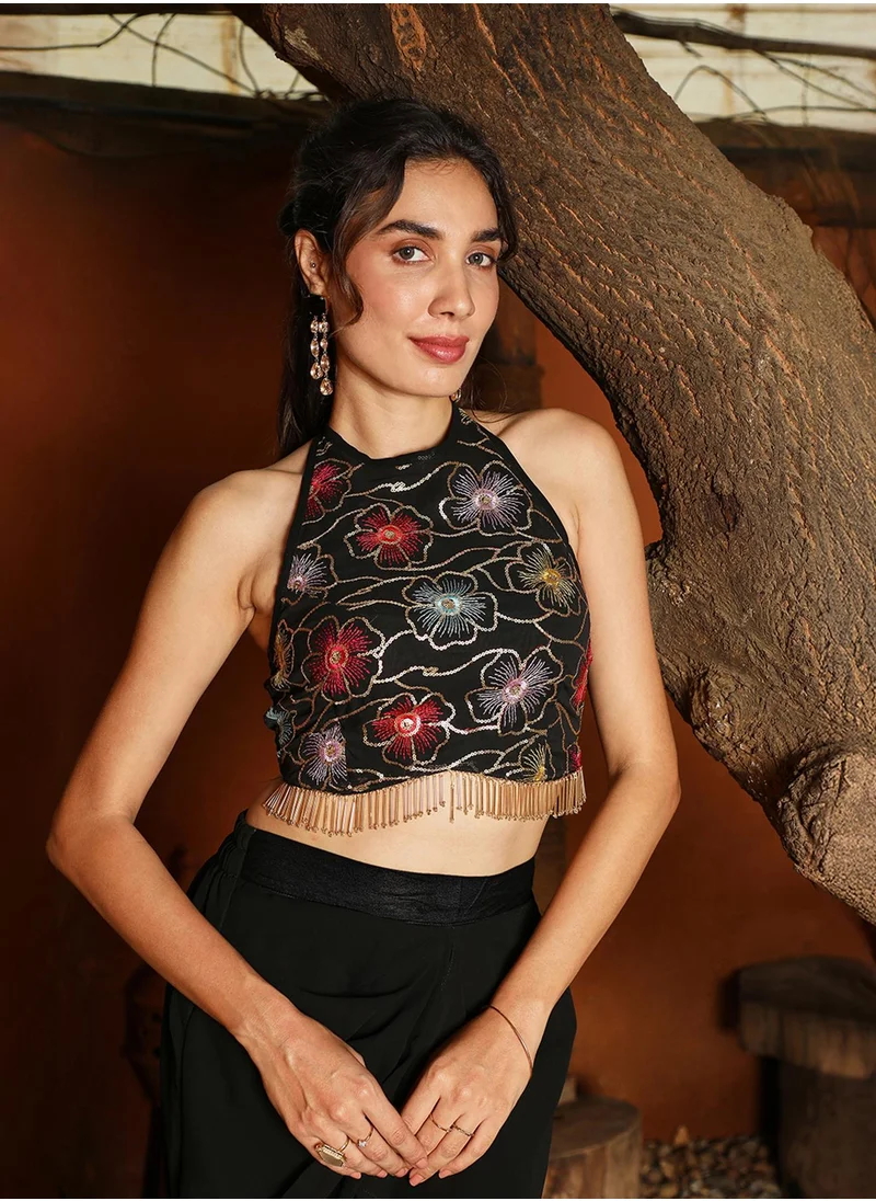QISSA Women's Raven Black Periwinkle Co-Ord Set