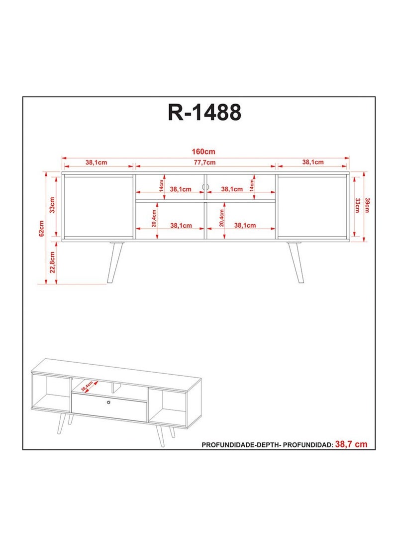 DANUBE HOME وحدة تلفزيون ريبلر حتى 65 بوصة - أبيض عاجي / لوزي  - Image 2