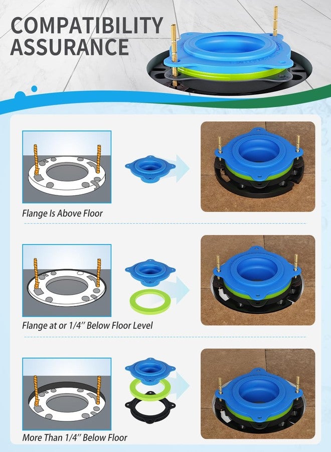 MENNTY Toilet Flange Repair Kit with Flange & Elastic Wax Ring for Toilet Install, Toilet Ring Seal, Rubber Toilet Gasket Seal Replacement Kit Include Hardware Nuts, Washer, Bolts and Bolt Caps - Image 3
