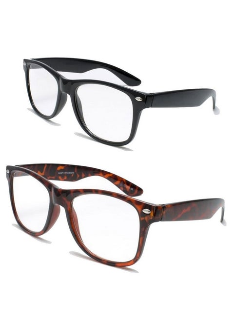 2 Pairs Deluxe Reading Glasses Comfortable Stylish Simple Readers Magnification (1 Tortoise 1 Black 2.25 X)