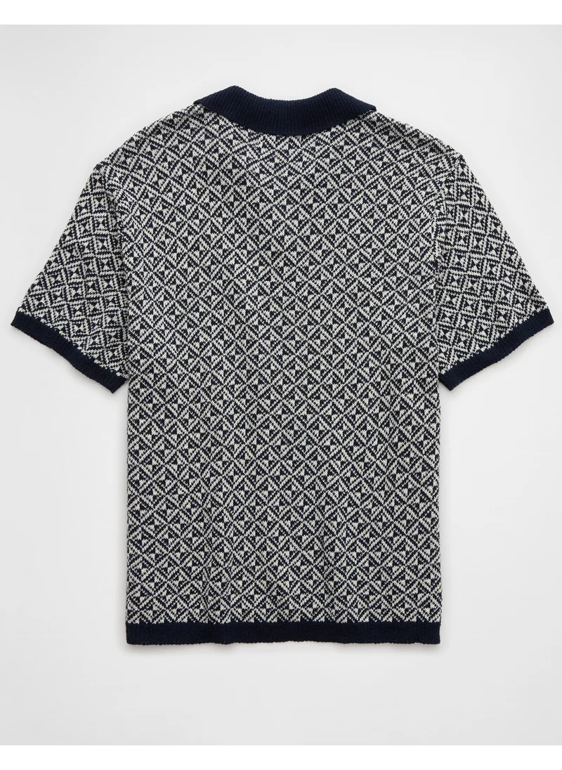 American Eagle AE Weekend Printed Sweater Polo Shirt