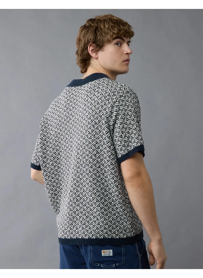 American Eagle AE Weekend Printed Sweater Polo Shirt