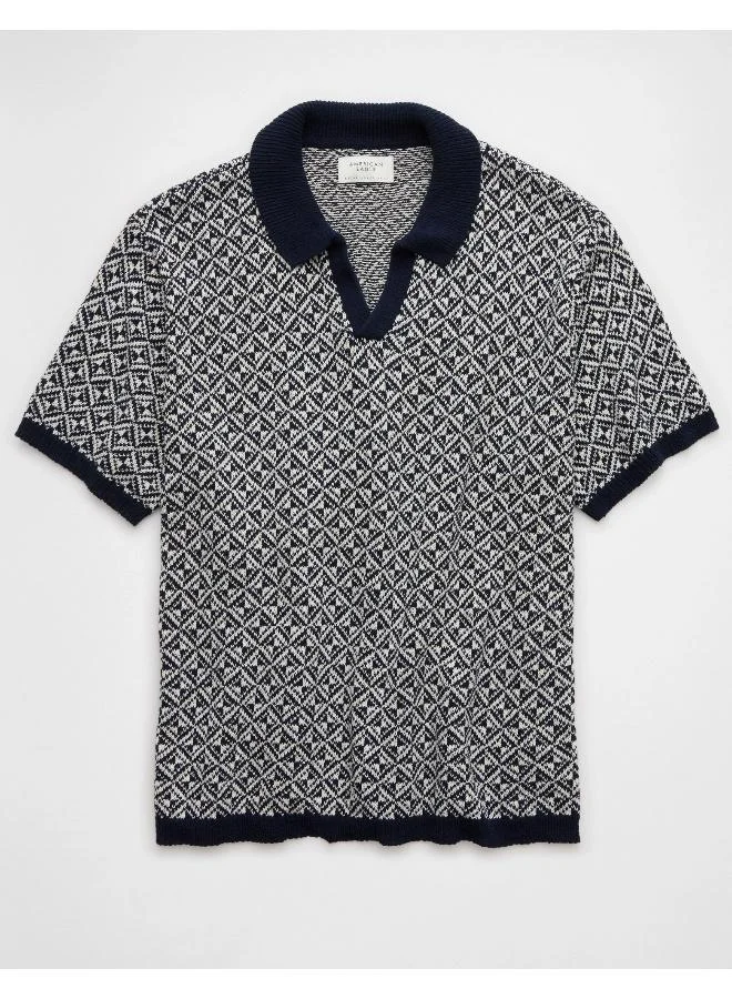 American Eagle AE Weekend Printed Sweater Polo Shirt