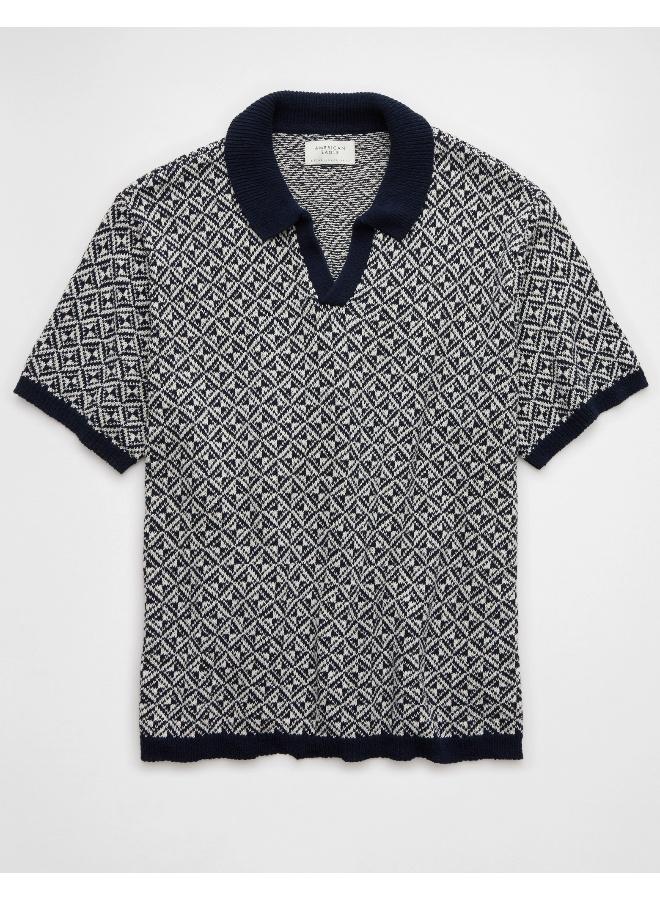 American Eagle AE Weekend Printed Sweater Polo Shirt  - Image 3