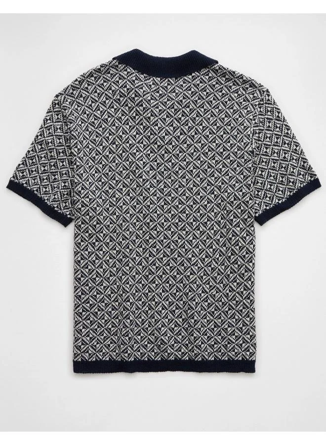 American Eagle AE Weekend Printed Sweater Polo Shirt