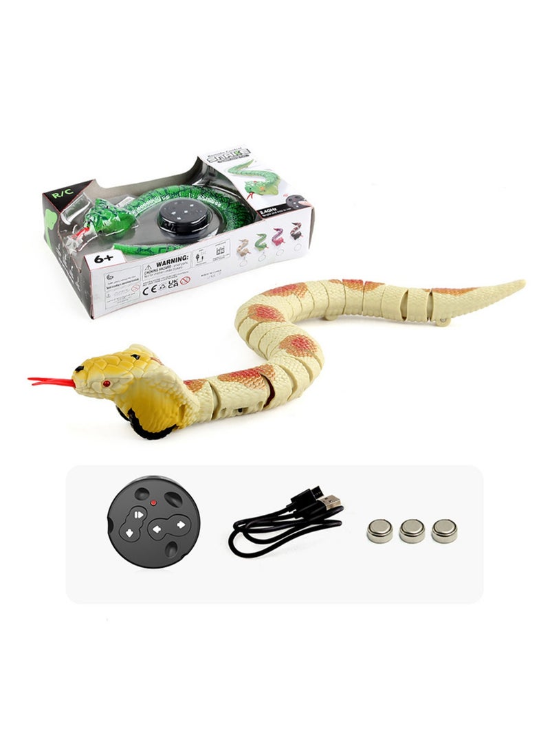 Children'S New And Unique Funny Trick Remote Control Snake Electronic Pet Infrared Remote Control Simulation Electric Toy (Cobra Yellow)