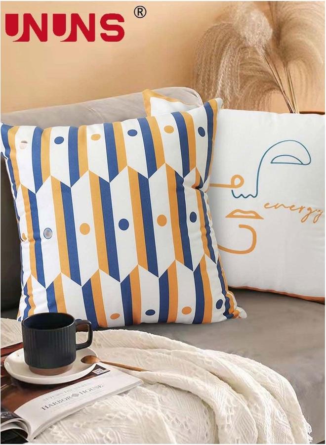 UNUNS Pillow Cover,Set of 6 Abstract Modern Decorative Couch Case,Short Plush Cushion Cover,Geometric Case,18 X 18 Inch - Image 4