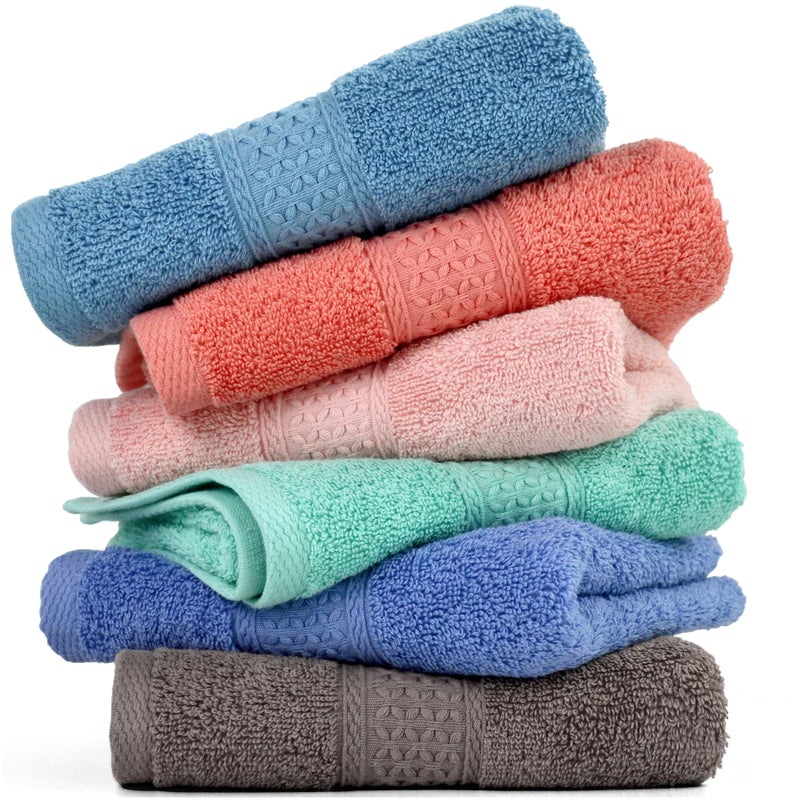 Cleanbear Cotton Hand Towel Set 6Pack Ultra Soft Hand Towels with Assorted Colors 13 x 29 Inches Lightweight and Quick Dry