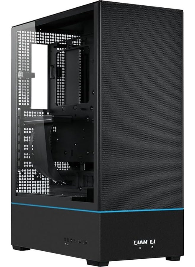 LIAN LI صندوق كمبيوتر صغير ATX زجاج مقسى RGB، أسود - Image 1