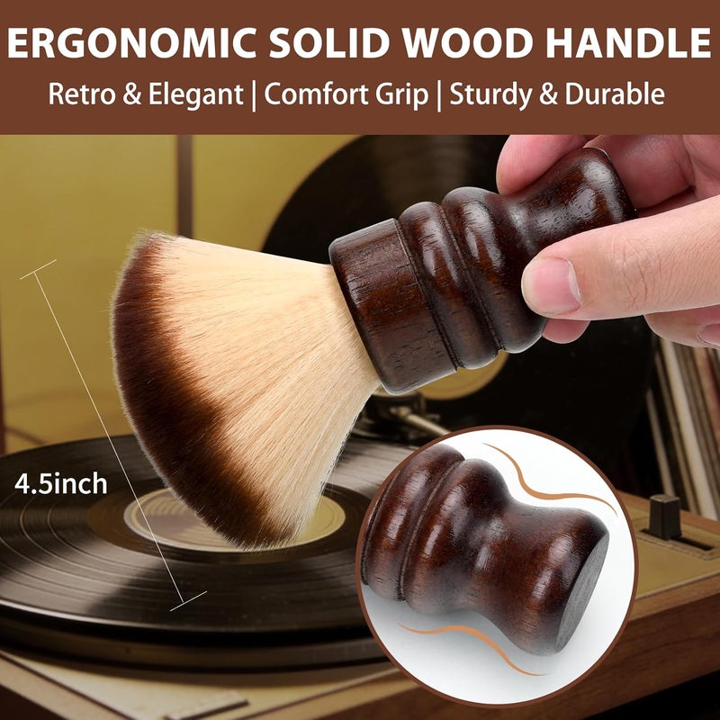 kulloomii 2-in-1 Vinyl Record Cleaning Kit with Stylus Brush - Anti Static Soft Record Cleaning Kit for Albums Record Players - Retro Wooden Handle Record Brush - High Density Microfiber Bristles Vinyl Brush - Image 3