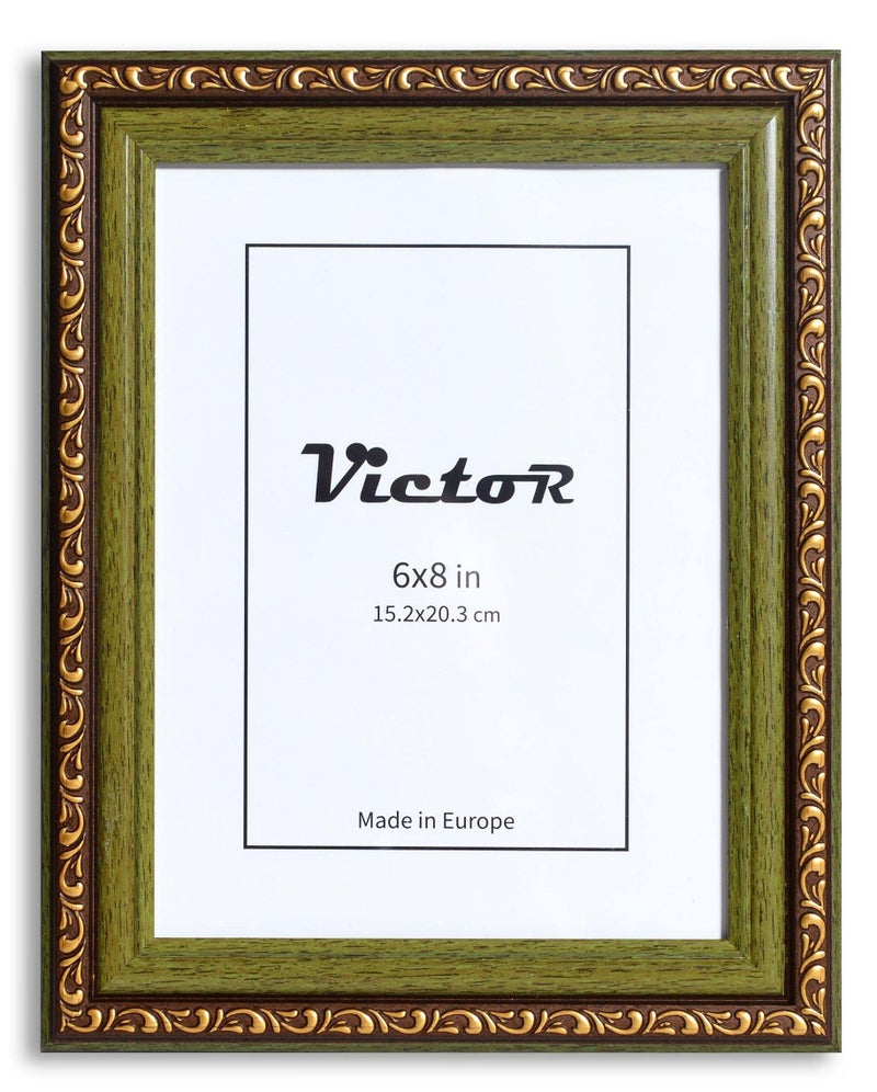 VictoR picture frame Chagall 6x8 green brown frame  vintage antique frames with shutterprrof acrylic glass  baroque/antique - Image 1