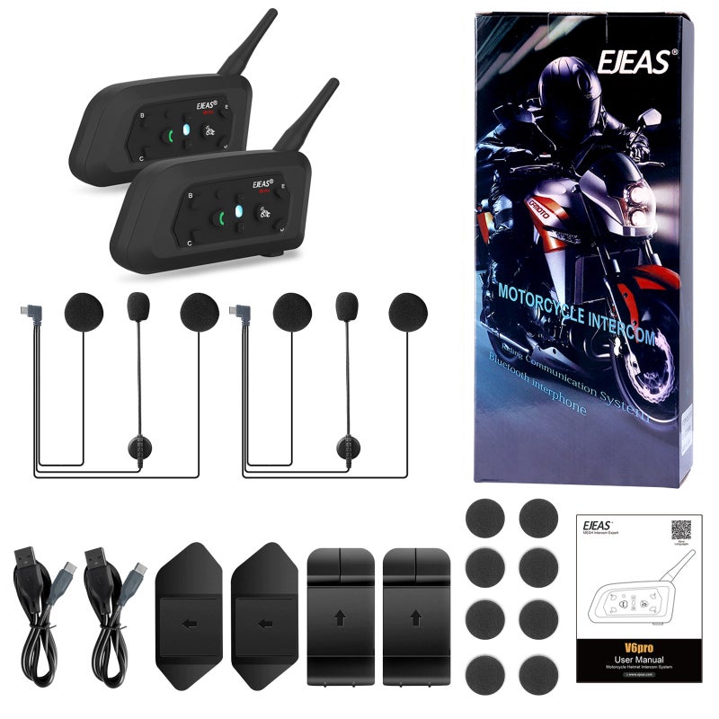 EJEAS Motorcycle Helmet Headset Bluetooth 5.0 Intercom Communication System - 1200M Full Duplex 2-Way Communication with ESP Noise Reduction for Outdoor Riding - Image 5