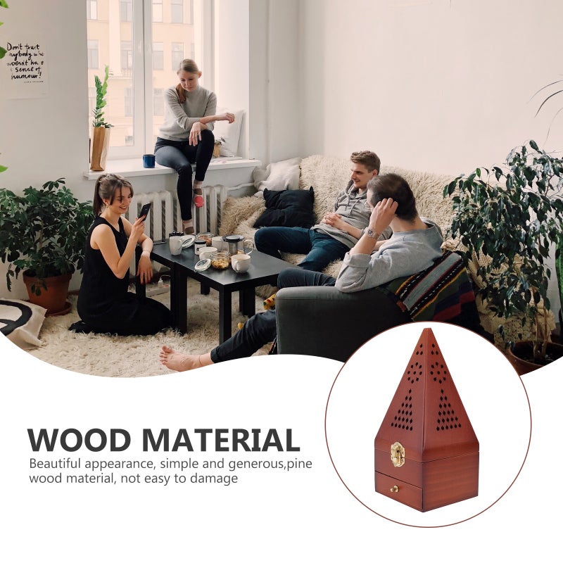 2 pcs Simulated Pyramid Incense Burner Retro Censer Home Decor Dark Red - Image 5
