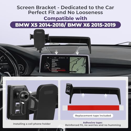 HPEVA 10.3Inch Car Phone Holder Mount Compatible with BMW X5/F15 2014-2018 & X6/F16 2015-2019 Accessories Custom Fit Screen & Mobile Phone Stand 360°Adjustable Cell Phone Car Decoration Mods Car - Image 2