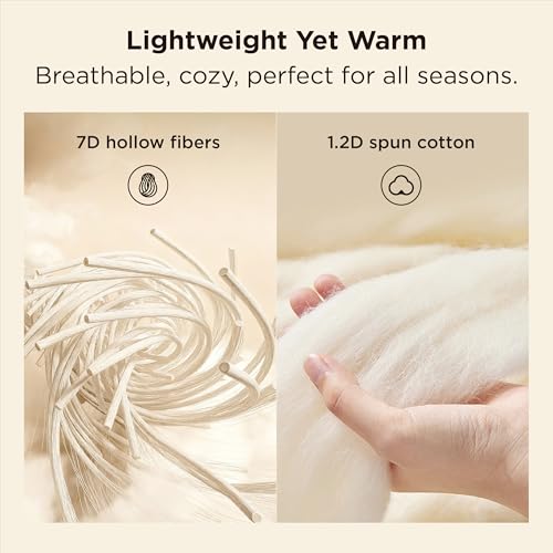 Bedsure لحاف بيدشور بحجم كوين، إدخال لحاف لجميع الفصول، لحاف بديل من الريش، لحاف مخيط بالصناديق مع حلقات في الزوايا، قابل للغسل في الغسالة، 88 × 88 بوصة (أبيض) - Image 4