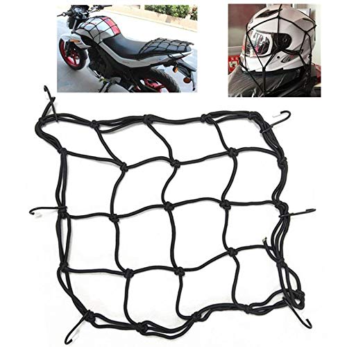 Gear Up Universal Bungee Cargo Luggage Net Holder - Strong and Elastic 30 x 30cm Mesh Rope Straps for Holding Bags, Helmet or Box for KTM 250 Duke, Black - Image 1