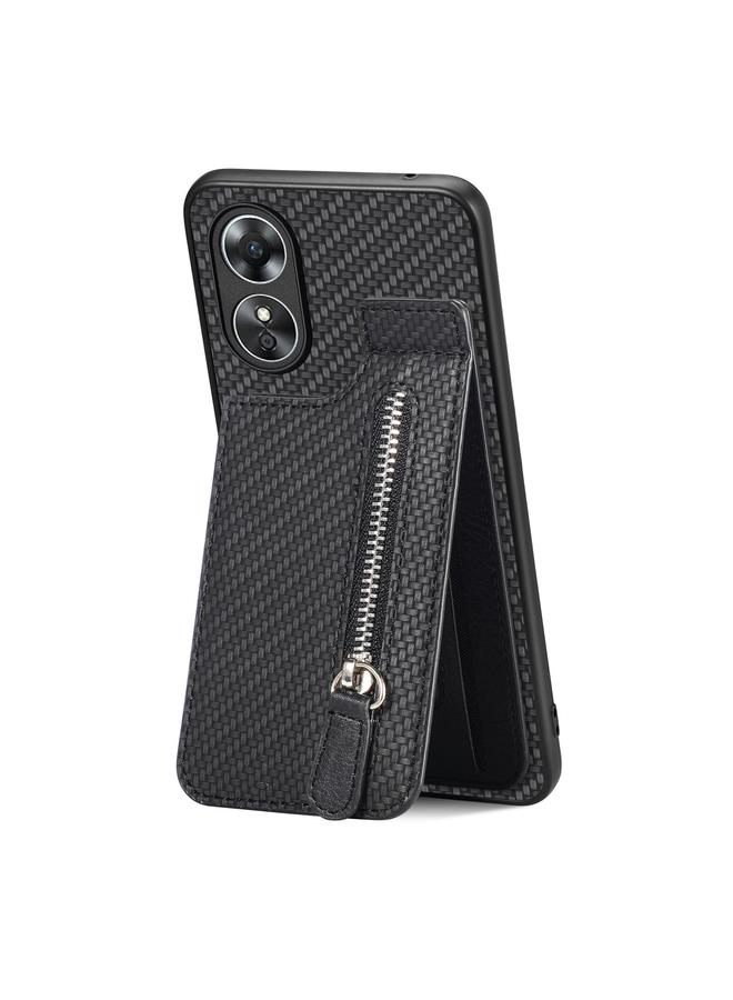 S-TOP Case For OPPO A17 Carbon Fiber Vertical Flip Zipper Phone Case - Image 1