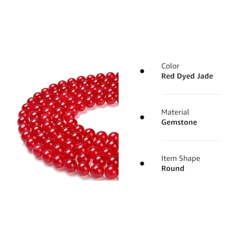PLTbeads Gorgeous Red Dyed Jade Natural Gemstone Loose Beads 6mm Smooth Round Approxi 15.5 inch DIY Bracelet Necklace for Jewelry Making - Image 4