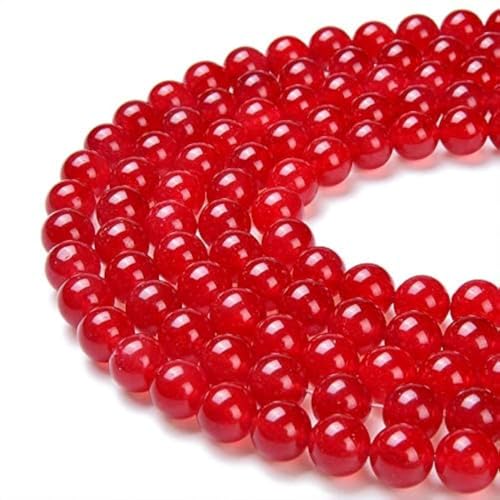 PLTbeads Gorgeous Red Dyed Jade Natural Gemstone Loose Beads 6mm Smooth Round Approxi 15.5 inch DIY Bracelet Necklace for Jewelry Making - Image 1