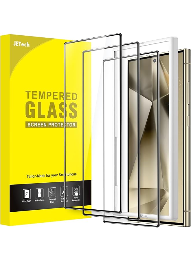 Jetech Full Coverage Screen Protector For Samsung Galaxy S24 Ultra 5G 6.8 Inch Tempered Glass Film With Easy Installation Tool Fingerprint Id Compatible Hd Clear 3 Pack - Image 1