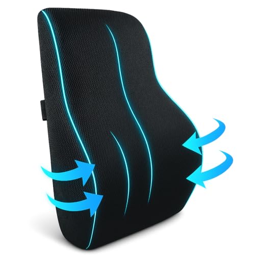 EASEFIT Back Support Cushion for Office Chair & Car | Premium Memory Foam Lumbar Support | 2 Year Warranty | Back Pain Relief, Posture Correction & Adjustable Strap | Breathable Mesh Cover | Made in India - Image 2