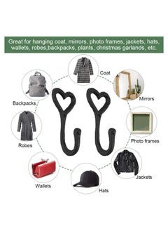 Excefore 5 Pcs Funky Coat Hooks Black Love Heart Wall Mounted Clothes Hanger Rustic Vintage Cast Iron Metal Coat Hooks with 5 Pcs Screws for Hanging Coat Scarf Bag Towel Key Hat Robe  - Image 3