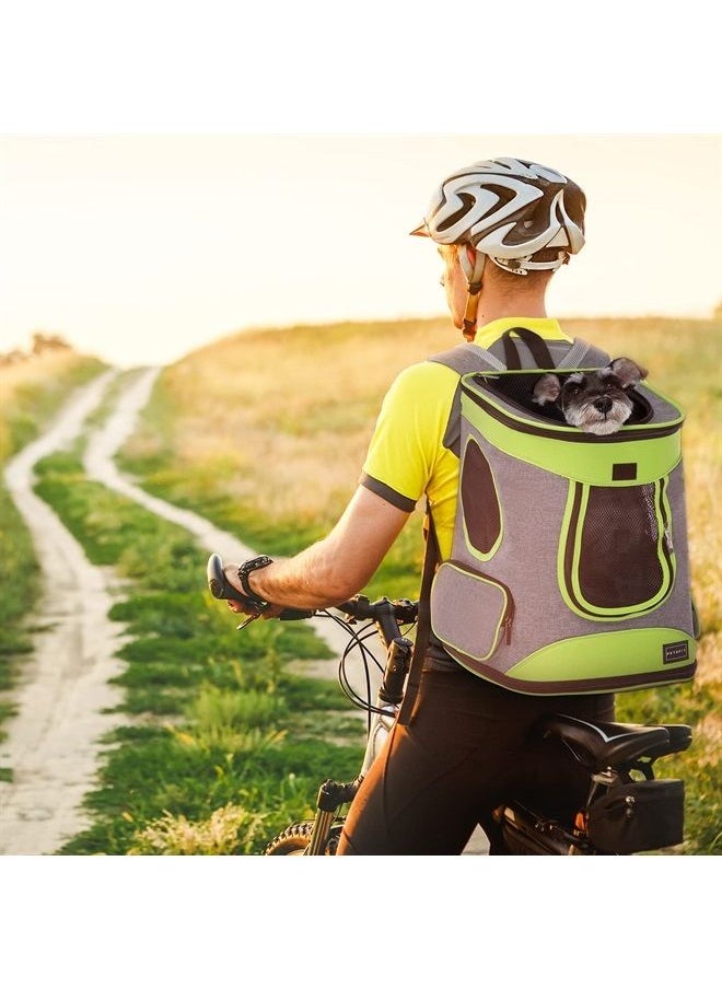 Petsfit Pet Backpack Carrier Easy-Fit Dog Travel Backpack Carrier for Hiking Walking Cycling Suitable for Small Medium Dogs Cats and Rabbits up to 22 Pounds, Green 