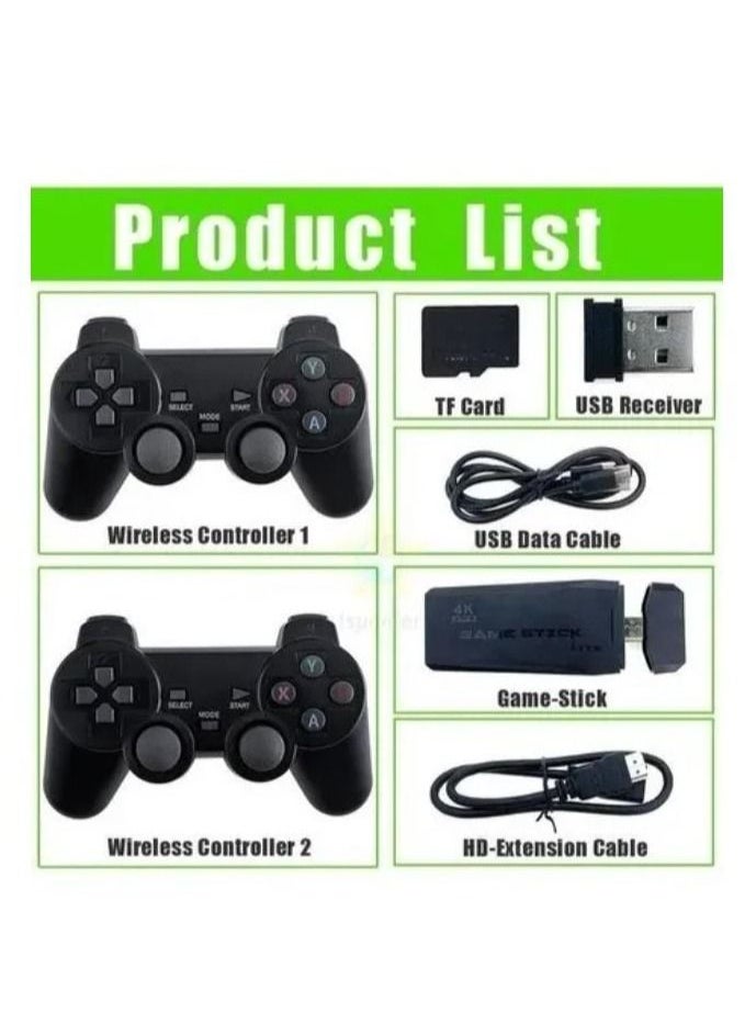 4K HD video game console, dual 2.4G wireless controllers, plug-and-play video game stick, built-in 10,000 games, retro handheld game console