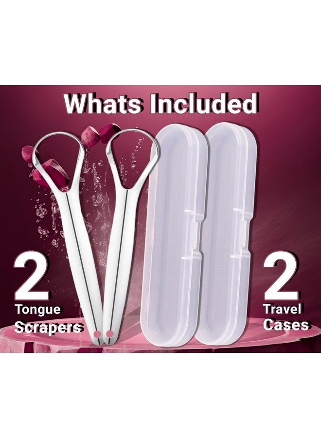Generic ""Stainless Steel Tongue Scraper 2-Pack For Adults & Kids - Includes Travel Cases, Promotes Fresh Breath & Oral Health, Easy Clean, Durable Design, Oral Hygiene Solution""  - Image 2