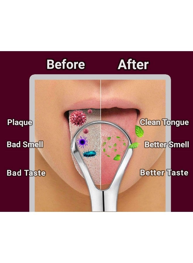 Generic ""Stainless Steel Tongue Scraper 2-Pack For Adults & Kids - Includes Travel Cases, Promotes Fresh Breath & Oral Health, Easy Clean, Durable Design, Oral Hygiene Solution""  - Image 4