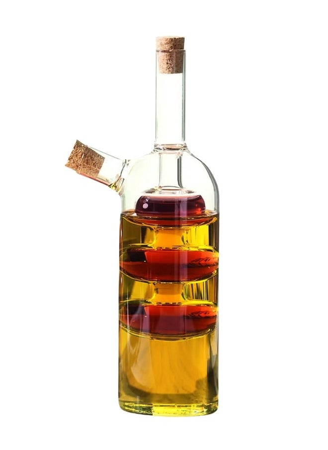 FALMER 2 in 1 Oil Dispenser Double Oil and Vinegar Bottle 300ml & 70ml with Cork Stoppers - Borosilicate Glass  - Image 1