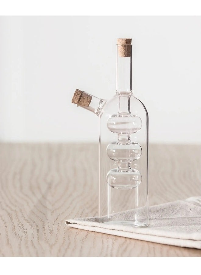 FALMER 2 in 1 Oil Dispenser Double Oil and Vinegar Bottle 300ml & 70ml with Cork Stoppers - Borosilicate Glass  - Image 3