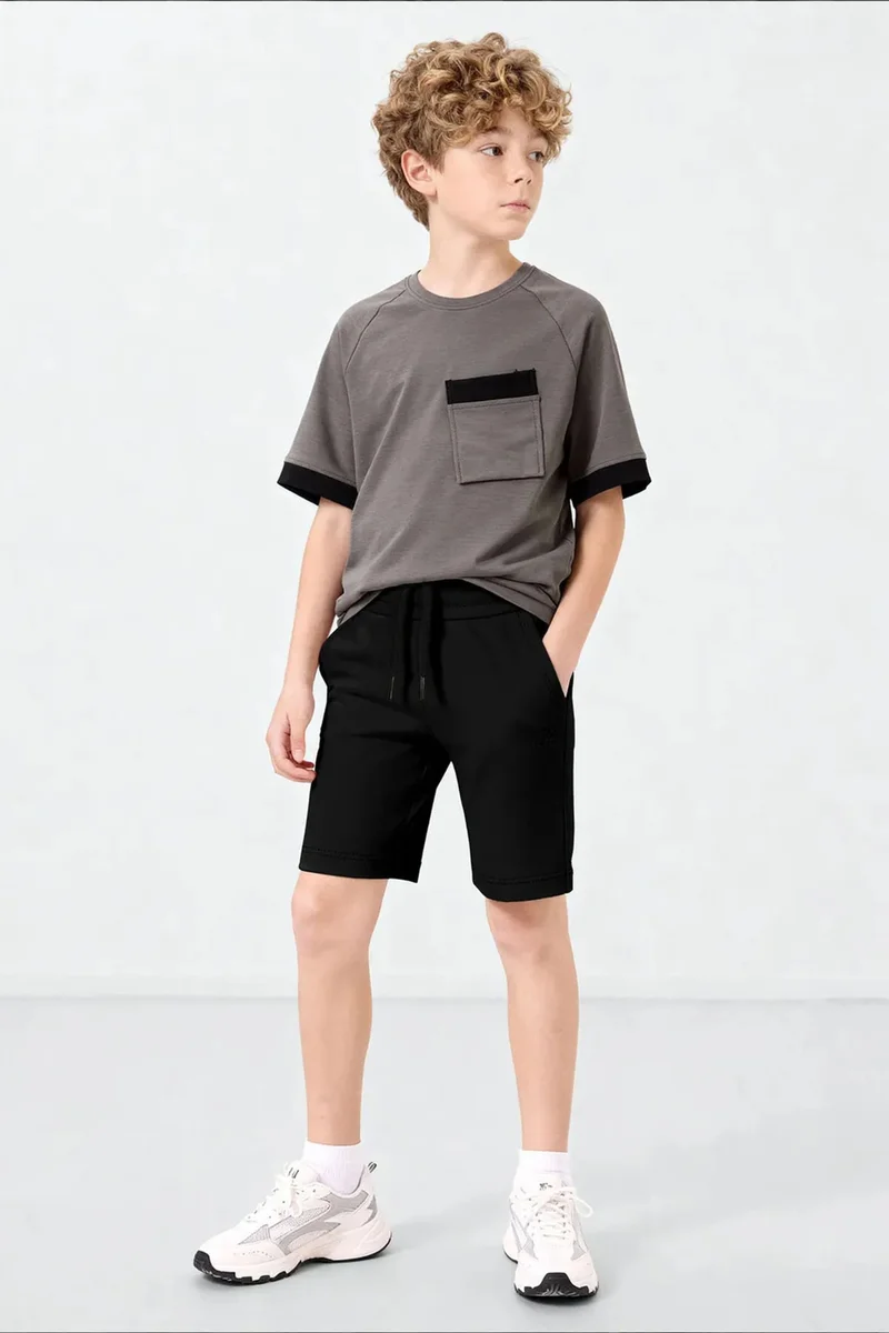 Tommylife Black TOMMY Youth Drawstring Waist Shorts for Men | Best Price UAE