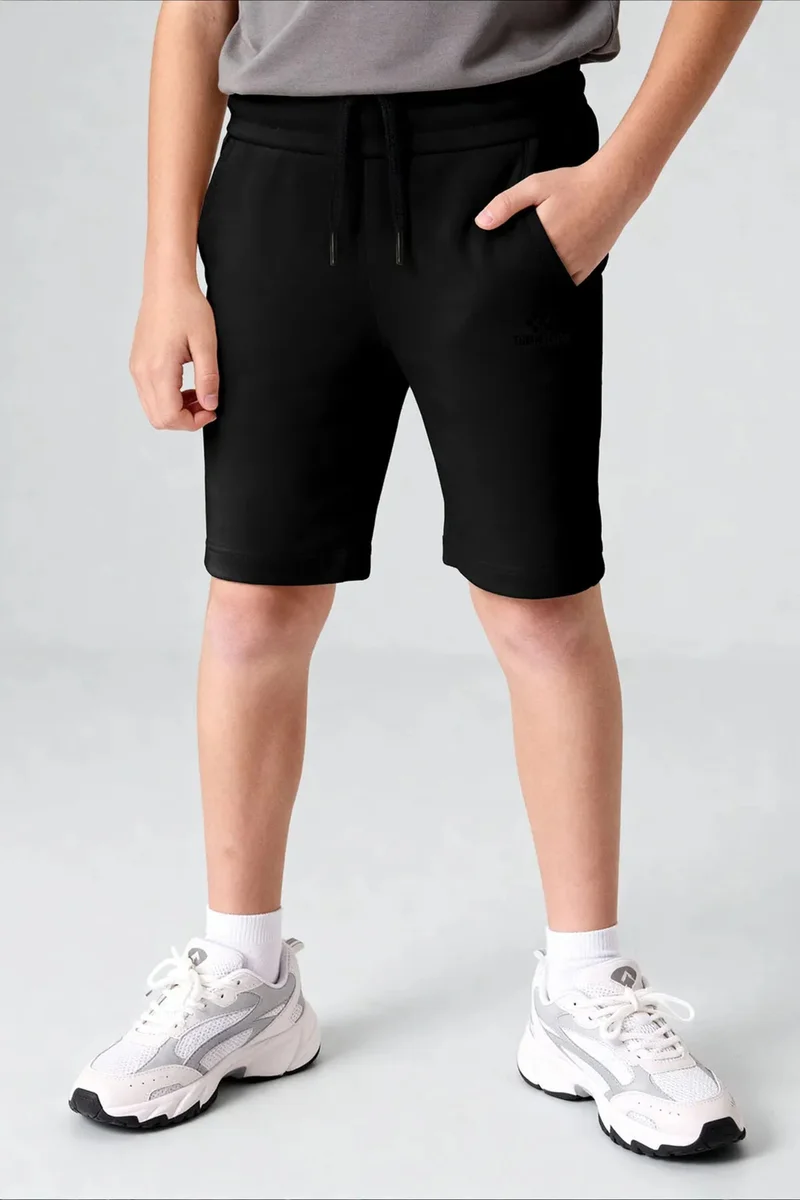 Tommylife Black TOMMY Youth Drawstring Waist Shorts for Men | Best Price UAE
