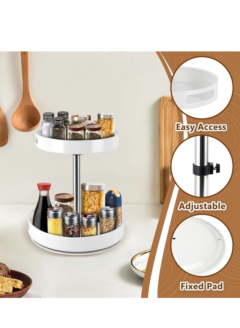 Rack Lazy Susan Organizer, 2 Tier Height Adjustable Rotating Lazy Turntable Organization for Cabinet Kitchen Table Pantry Countertop Refrigerator Cupboard Storage(White)  - Image 5