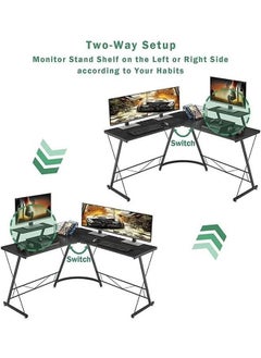 AGD L Shaped Gaming Desk Computer Desk Table Home Office Writing Workstation with Large Monitor Stand Space-Saving and Easy to Assemble  - Image 3