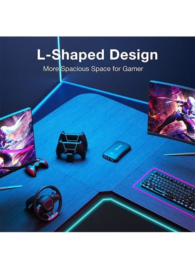 AGD - L Shaped Gaming Desk Computer Desk Table Home Office Writing Workstation with Large Monitor Stand Space-Saving and Easy to Assemble - Image 1