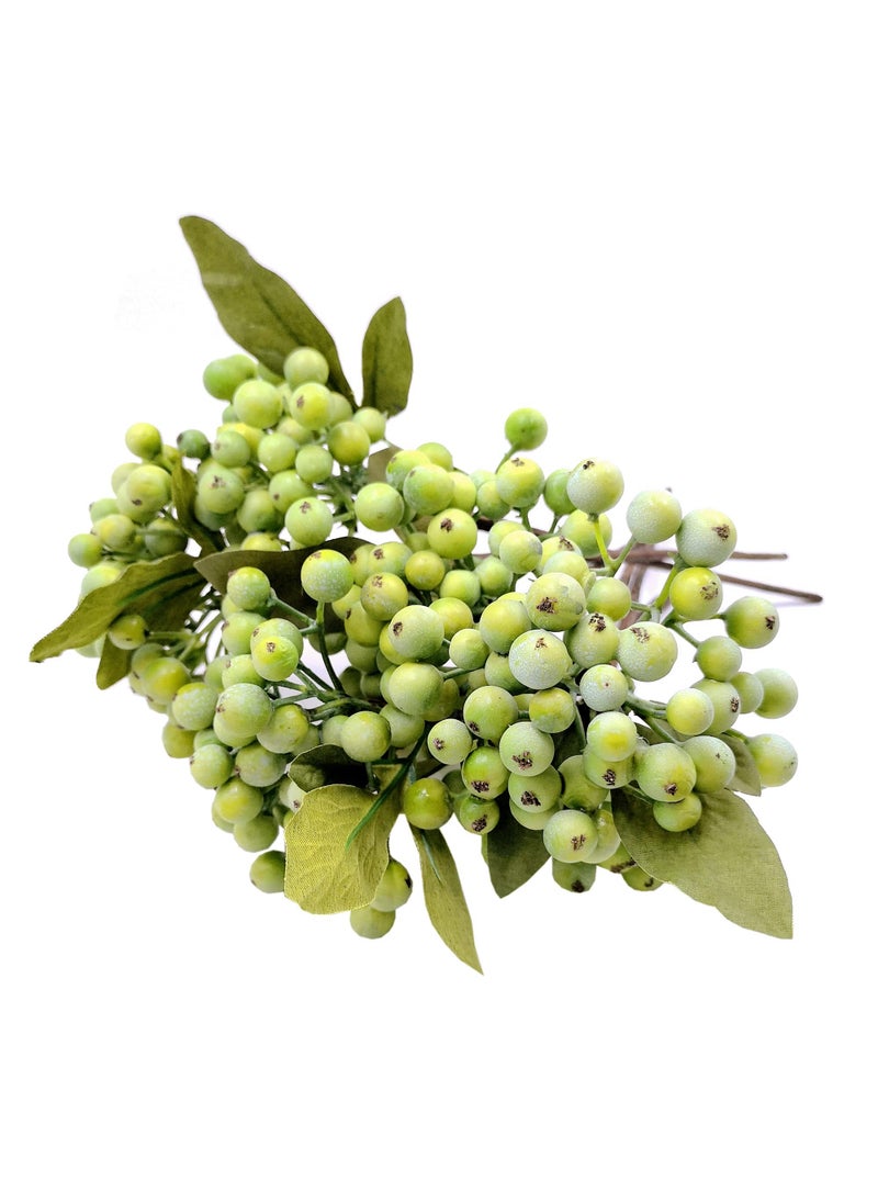 M2cbridge M2cbridge Pack of 6 Green Artificial Berry Stems Christmas Picks Wreath OrnamentGreen 