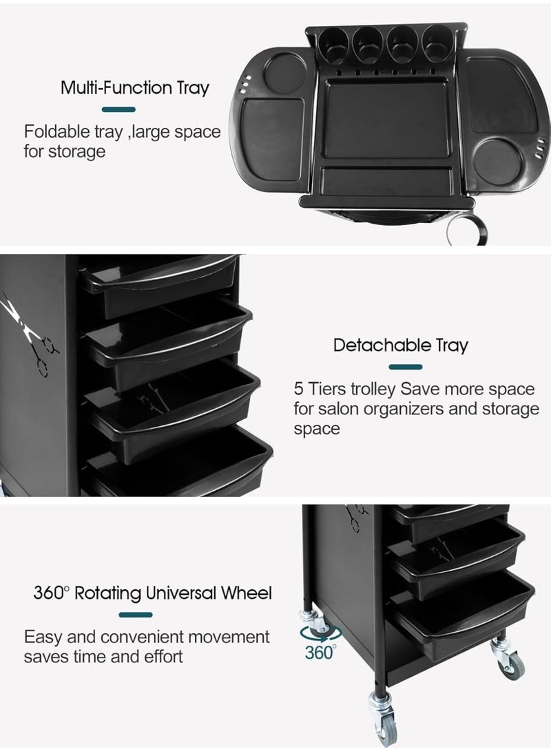 Meishida Shelves Trolley Cart with Tray on the Lower Top Layer for Salon & Spa, Beauty Facial Clinic Professional and Personal Use Equipment Furniture - Image 3
