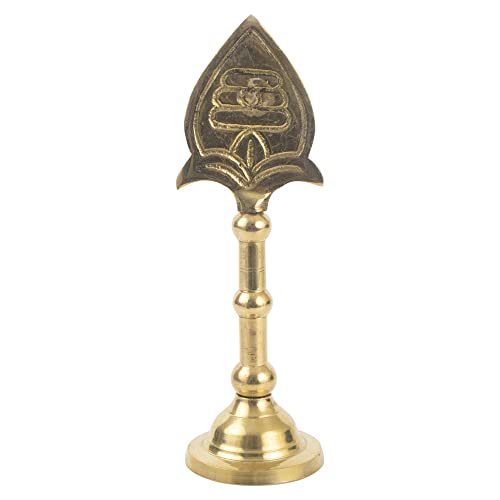 Spillbox Golden Brass Lord Muruga Vel God Idol with Round Base for Home Pooja/Puja, Murgavel Idol Size - 16 CM - Image 1