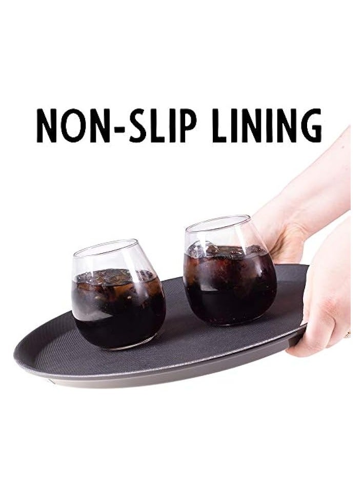 erorex Round Plastic Serving Tray with No-Slip Rubber Safety Lining | Commercial Restaurant & Diner Quality Food, Coffee, & Drink Waiter Carrying Tray | 11", 14", 18" (14-inch)  - Image 2