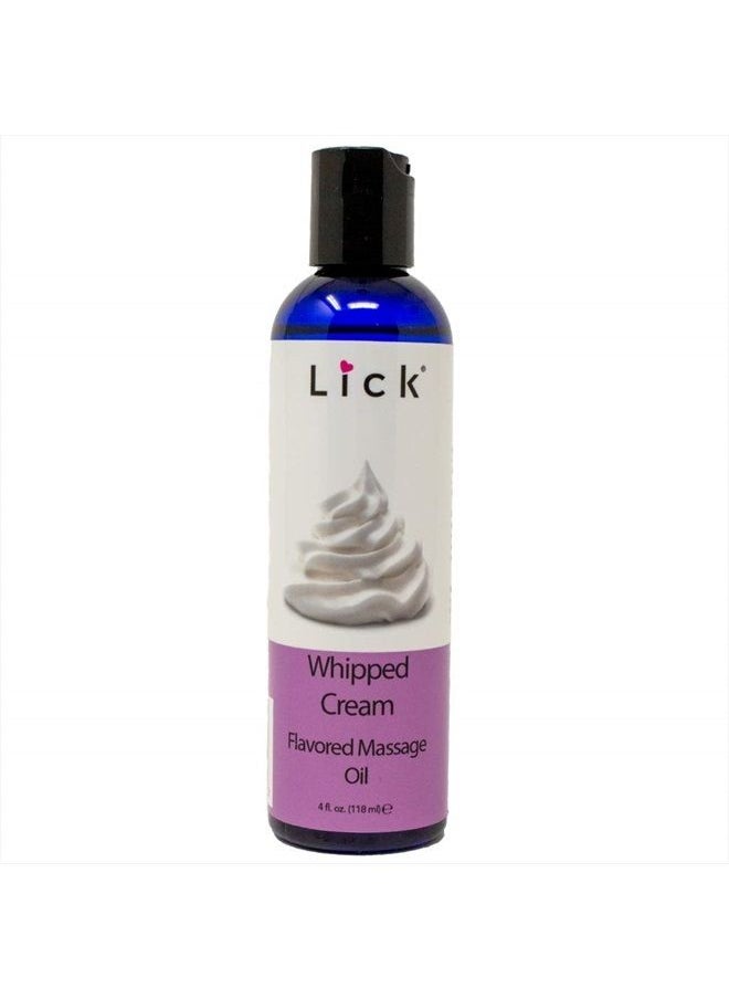 LICK - Whipped Cream Flavored Massage Oil for Couples – Edible Massaging Lotion with Vitamin E and Sweet Almond and Coconut Oil is Non Sticky and Gentle on Skin – Natural, Relaxing and Vegan (4 oz) - Image 1