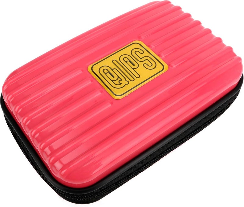 QIPS Hard Case Polycarbonate made Unbreakable and Light Weight Universal Jumbo Travel Case for Small Electronics and Accessories, Multi-Utility Case, Travel Friendly, Pink - Image 1