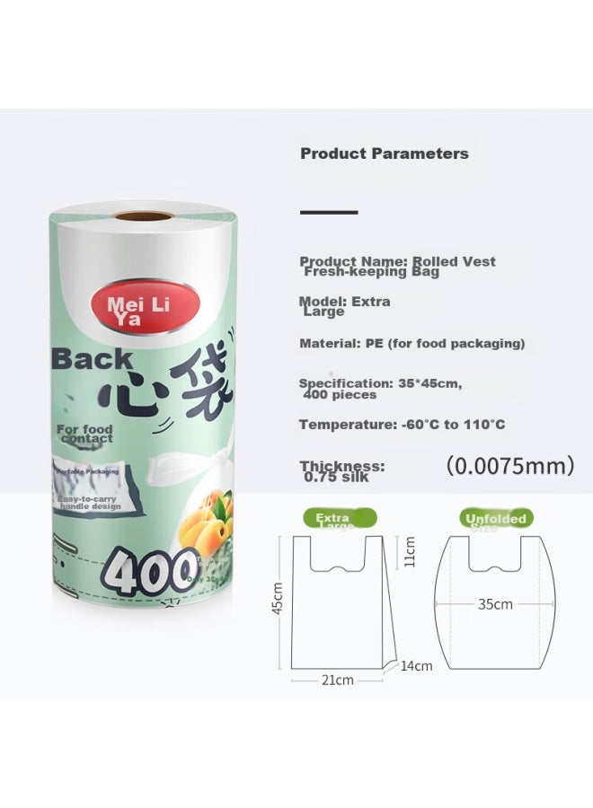 Maryya Meili Ya Disposable Food-grade Storage Bags, 400 Count, Extra Large Size 35*45cm, Thick Plastic Bags For Refrigeration - Image 1